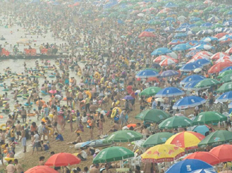 大连持续高温 海滨浴场现“下饺子” 大连持续高温 海滨浴场现“下饺子”