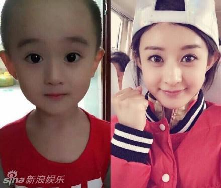 小男孩撞脸赵丽颖